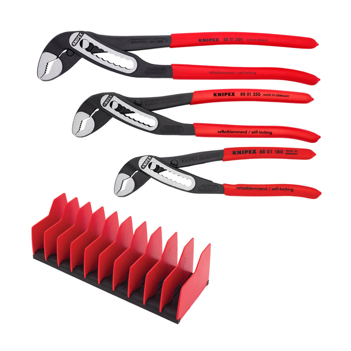 Knipex 9K 00 80 139 US 3 Pc Alligator® Pliers Set with 10 Pc Tool Holder