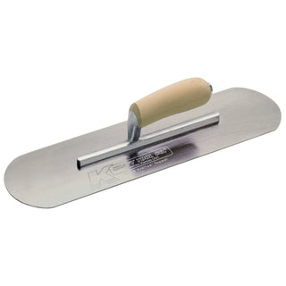 Kraft Tool CF445 24" x 5" Carbon Steel Pool Trowel with a Camel Back Wood Handle on a Short Shank