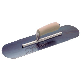 Kraft Tool CF297B 24" x 5" Blue Steel Pool Trowel with a Camel Back Wood Handle on a Short Shank