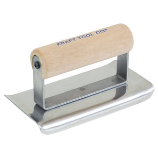 Kraft Tool CF092C 6" x 3" 3/8"R Stainless Steel Curved Ends Cement Edger with Wood Handle