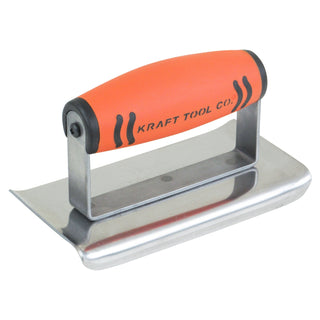 Kraft Tool CF092PFC 6" x 3" 3/8"R Stainless Steel Curved Ends Cement Edger with ProForm Handle