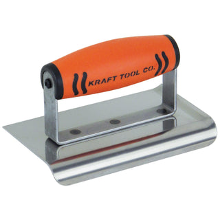 krKraft Tool CF092PFCF 6" x 3" 3/8"R Stainless Steel Curved End Cement Edger with ProForm Handle