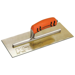 Kraft Tool PL449PF 11-1/2" x 4-3/4" Golden Stainless Steel Finish Trowel with ProForm Handle with Short Shank