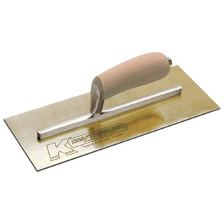 Kraft Tool PL452 10-1/2" x 4-1/2" Golden Stainless Steel Finish Trowel with Camel Back Wood Handle