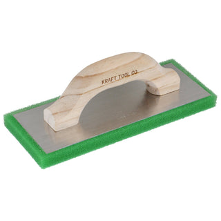 Kraft Tool PL607F 12" x 5" x 3/4" Green Fine Texture Float with Wood Handle