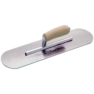 Kraft Tool CF326 12" x 3-1/2" Swedish Stainless Steel Pool Trowel with a Camel Back Wood Handle on a Short Shank