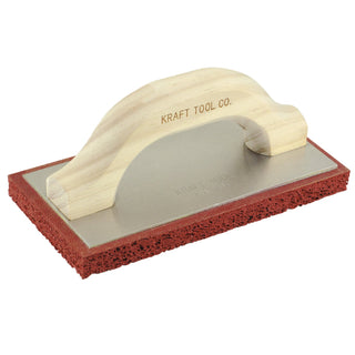 Kraft Tool PL382 10" x 4" Coarse Cell Red Rubber Float with Wood Handle