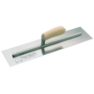 Kraft Tool CF748 14" x 4-3/4" Swedish Stainless Steel Cement Trowel with Camel Back Wood Handle