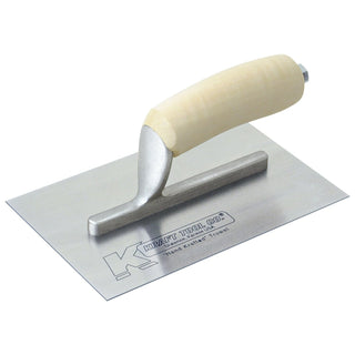 Kraft Tool PL406 8" x 3" Swedish Stainless Steel Midget Finishing Trowel with Camel Back Wood Handle