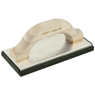 Kraft Tool PL395 8" x 4" Molded Black Rubber Float with Wood Handle