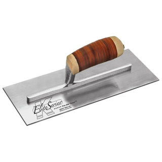 Kraft Tool PLE468L Elite Series Five Star 12" x 5" Carbon Steel Plaster Trowel with Leather Handle