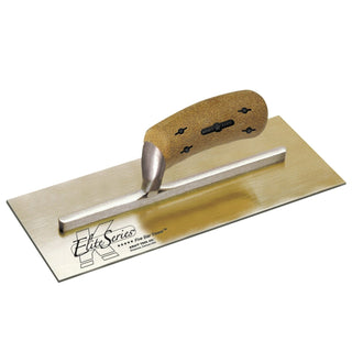 Kraft Tool PLE458K Elite Series Five Star 12"x5" Golden Stainless Steel Plaster Trowel with Cork Handle on a Short Shank