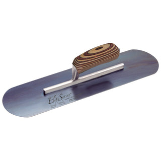 Kraft Tool CFE279B Elite Series Five Star 16" x 4" Blue Steel Pool Trowel with Laminated Wood Handle on a Short Shank