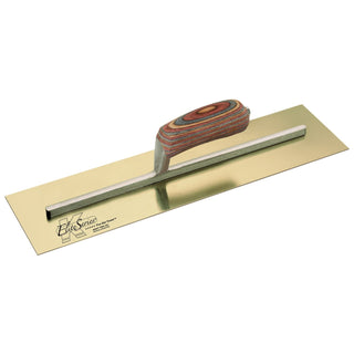 Kraft Tool CFE543 Elite Series Five Star 14" x 5" Golden Stainless Steel Cement Trowel with Laminated Wood Handle