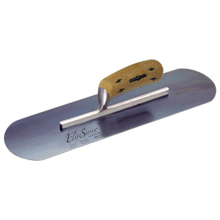 Kraft Tool CFE738BK Elite Series Five Star 18" x 4" Blue Steel Pool Trowel with Cork Handle on a Long Shank