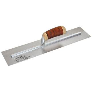 Kraft Tool CFE227L Elite Series Five Star 18" x 4" Carbon Steel Cement Trowel with Leather Handle