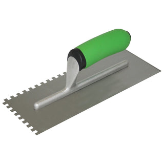 Kraft Tool HC420PFCC Hi-Craft 3/4" x 9/16" x 3/8" U-Notch Trowel with Soft Grip Handle