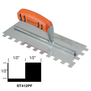 Superior Tile Cutter ST412PF 1/2" x 1/2" x 1/2" Square Notch Trowel with ProForm Handle