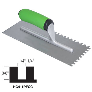 Kraft Tool HC411PFCC Hi-Craft 1/4" x 3/8" x 1/4" Square-Notch Trowel with Soft Grip Handle