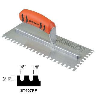 Superior Tile Cutter ST407PF 1/8" x 3/16" x 1/8" U-Notch Trowel with ProForm Handle