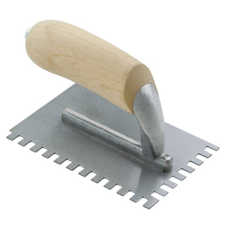 Superior Tile Cutter ST394 1/4" x 1/4" x 1/4" Square-Notch Midget Trowel with Wood Handle