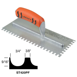 Superior Tile Cutter ST420PF 3/4" x 9/16" x 3/8" U-Notch Trowel with ProForm Handle