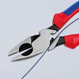 Knipex 09 12 240 T BKA 9 1/2" High Leverage Lineman's Pliers New England with Tape Puller & Crimper-Tethered Attachment