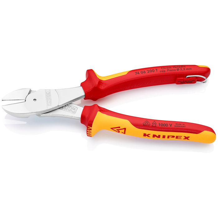 Knipex 74 06 200 T 8" High Leverage Diagonal Cutters-1000V Insulated-Tethered Attachment