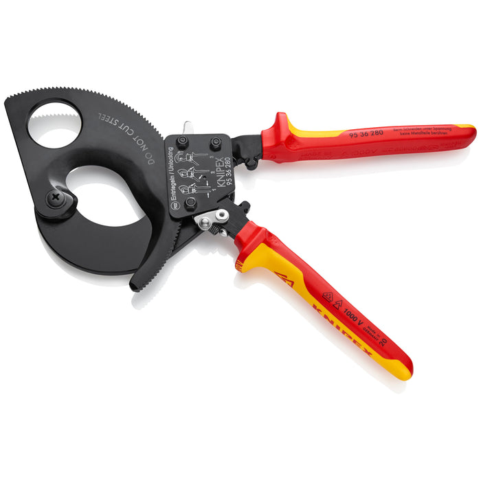 Knipex 95 36 280 SBA 11" Ratcheting Cable Cutters-1000V Insulated