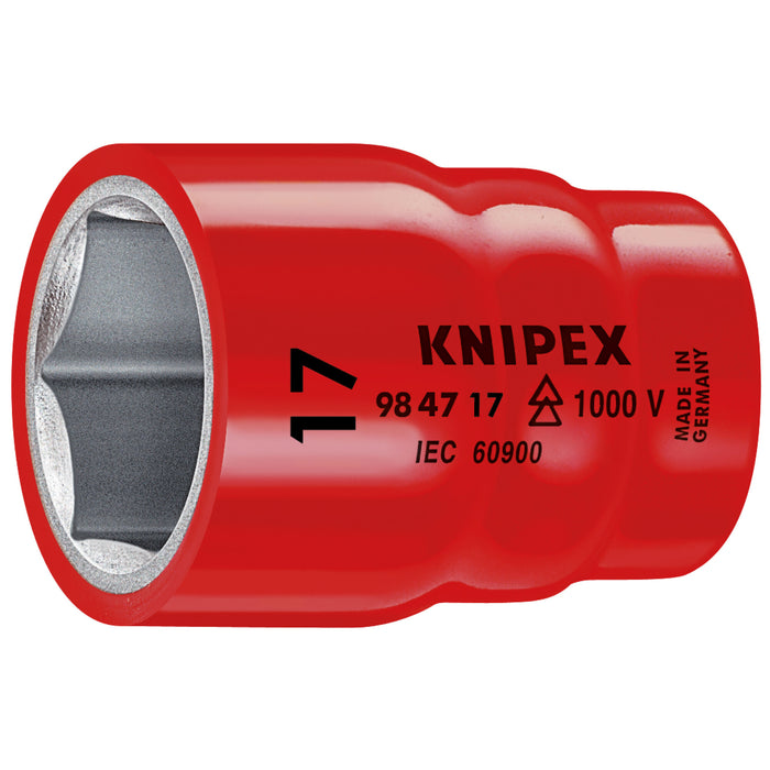 Knipex 98 47 17 1/2" Drive 17 mm Hex Socket-1000V Insulated