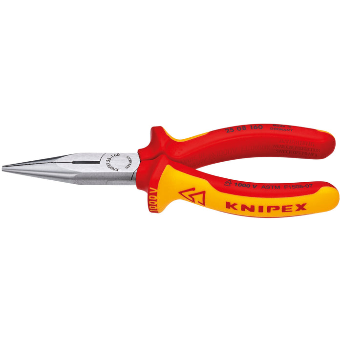Knipex 25 08 160 SBA 6 1/4" Long Nose Pliers with Cutter-1000V Insulated