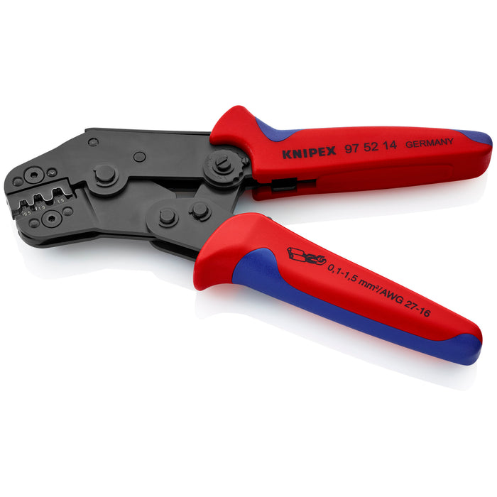Knipex 97 52 14 7 1/2" Crimping Pliers For Non-Insulated Open Plug-Type Connectors (Plug Width 2.8 and 4.8 mm)