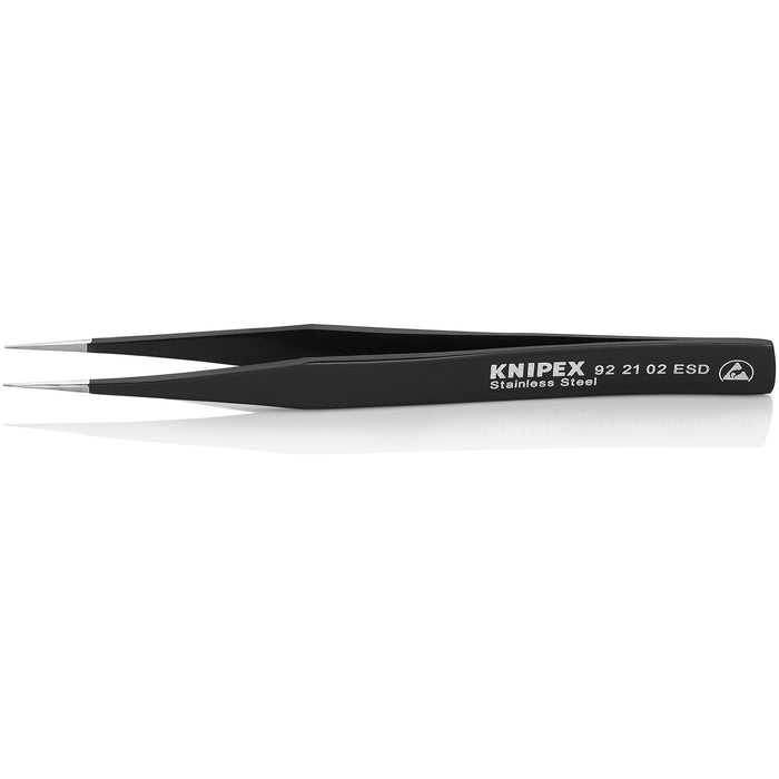 Knipex 92 21 02 ESD 5" Stainless Steel Gripping Tweezers-Pointed Tips-ESD