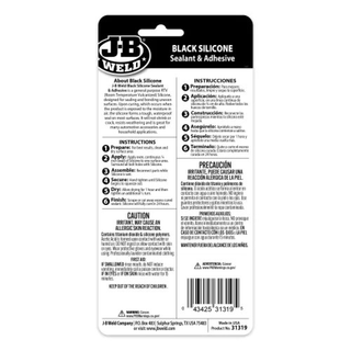 J-B Weld 31319 Black Silicone Sealant & Adhesive, 3 oz.