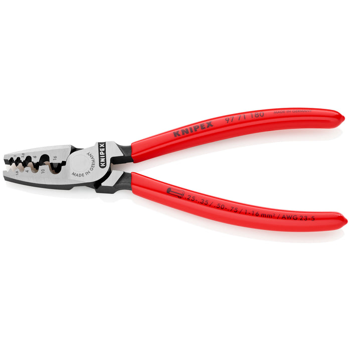 Knipex 97 71 180 7 1/4" Crimping Pliers for Wire Ferrules