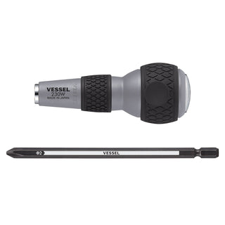 Vessel 230W2 Ball Grip 1/4" Hex. Bit Interchangeable Tang-Thru Screwdriver Set No.230W-2