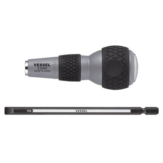 Vessel 230W6 Ball Grip 1/4" Hex. Bit Interchangeable Tang-Thru Screwdriver Set No.230W-6