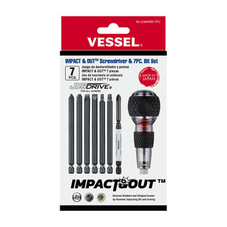 Vessel Tools 238HWB7PU Impact & Out Screwdriver with Assorted Bits, 9 Pc.