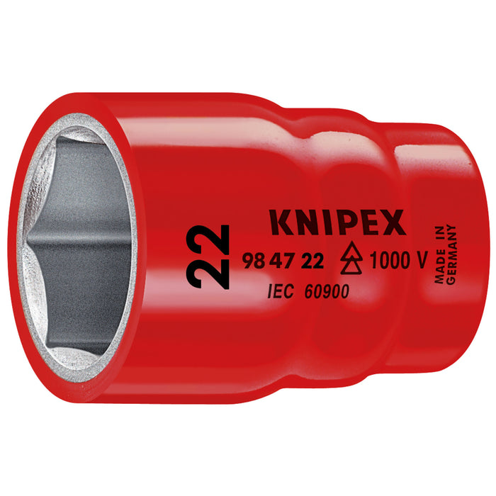 Knipex 98 47 22 1/2" Drive 22 mm Hex Socket-1000V Insulated