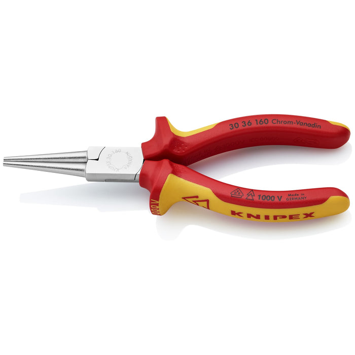 Knipex 30 36 160 6 1/4" Long Nose Pliers-Round Tips-1000V Insulated