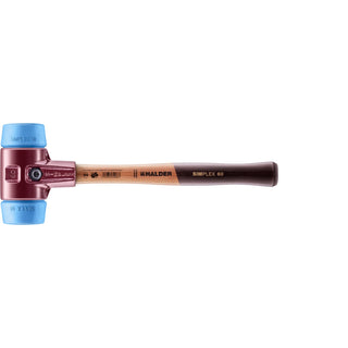 Halder 3001.060 Simplex Mallet with Soft Blue Rubber Inserts, Non-Marring / Cast Iron Housing and Wood Handle