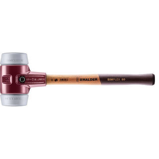 Halder 3003.080 Simplex Mallet with Grey Rubber Inserts, Non-Marring, Cast Iron Housing and Wood Handle