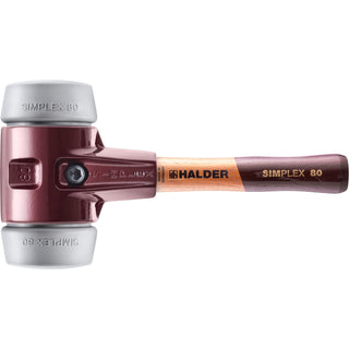 Halder 3003.082 Simplex Mallet with Grey Rubber Inserts, Cast Iron Housing and Wood Handle, Short Handle