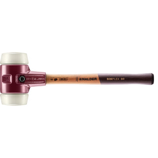 Halder 3008.080 Simplex Mallet with Nylon Inserts, Cast Iron Housing and Wood Handle