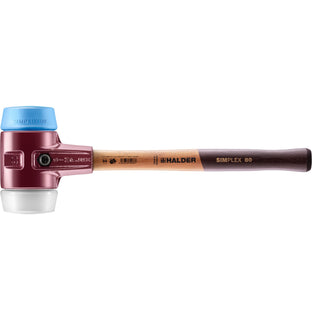 Halder 3017.080 Simplex Mallet with Soft Blue Rubber (non-marring) and Superplastic Inserts  / Cast Iron Housing and Wood Handle