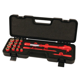 Wiha Tools 30190 Insulated Drive Ratcheting Torque Wrench Inch Socket Set, 3/8", 16 Pc.