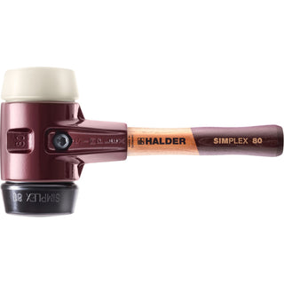 Halder 3028.082 Simplex Mallet with Black Rubber and Nylon Inserts Cast Iron Housing and Wood Handle SHORT HANDLE