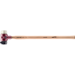 Halder 3028.261 Simplex LONG HANDLE Mallet with Nylon and STAND-UP Black Rubber Inserts Cast Iron Housing and Hickory Handle