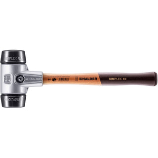 Halder 3102.060 Simplex Mallet with Black Rubber Inserts Lightweight Aluminum Housing and Wood Handle