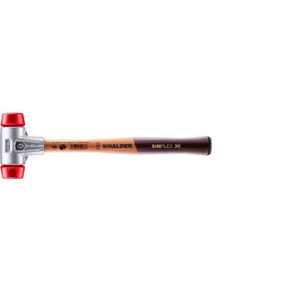 Halder 3106.030 Simplex Mallet with Red Acetate Plastic Inserts Lightweight Aluminum Housing and Wood Handle